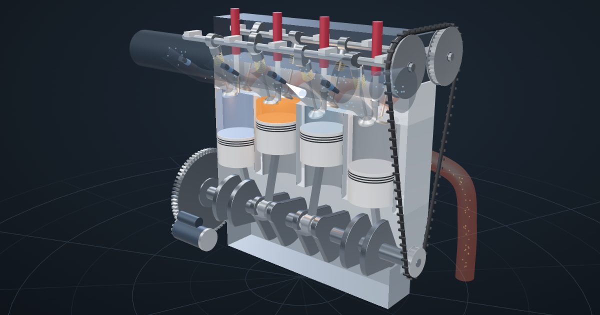 Four-stroke engine animation in 3D | SotiLearn